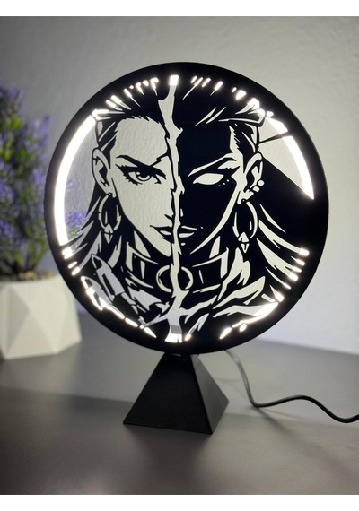 Valorant Reyna Halka Led Işıklı Masa Gece Lambası Gamer Oyun Odası Dekor Hediye Adaptör Dahil Siyah