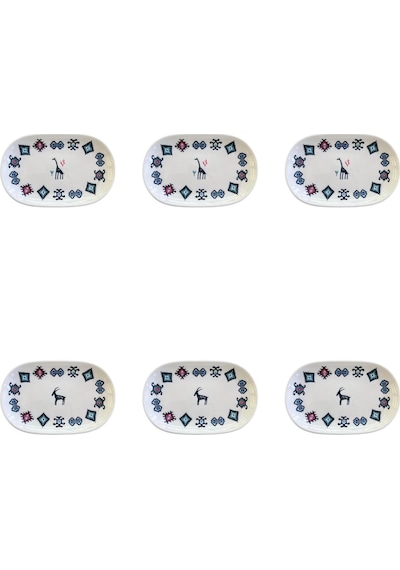 Porser Porselen Hitit Oval Kayık Tabak Takımı 20x13cm 6 Parça Tvl6okyprs1229 Çok Renkli