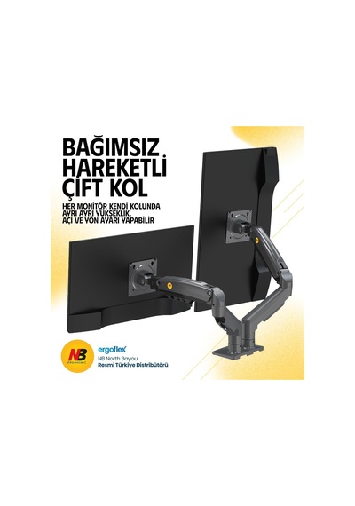 North Bayou Nb Ergonomic 17-32 İnch Çift Kol 2-9 Kg Kapasiteli Yeni Nesil Profosyonel Monitör Standı