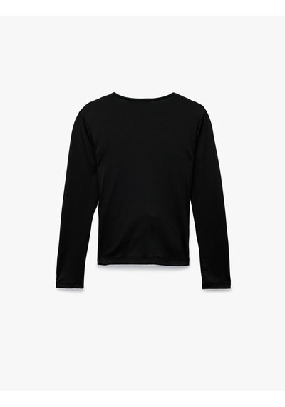 Koton Uzun Kollu Slim Fit Kruvaze V Yaka Saten Bluz Siyah 6wak50356ek Siyah