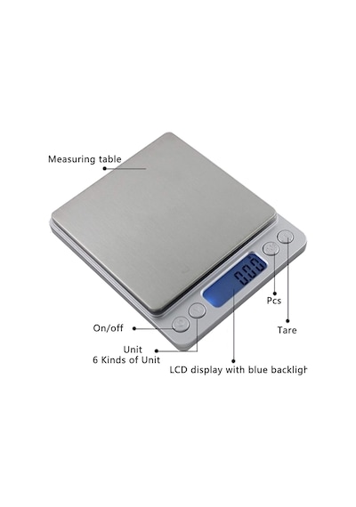 Busstier Dijital Mutfak Terazisi 3 Kg 0.1 G Hassasiyet Metal Gümüş