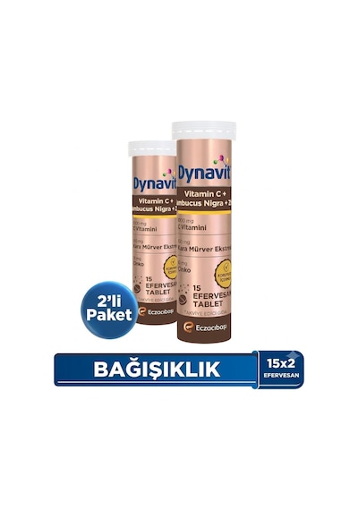 Dynavit C Vitamini, Sambucus Nigra Ve Çinko 15 Efervesan Tablet X2 - Bağışıklık - Karışık Meyve Aromalı