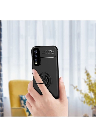 Vivo Y11S Kılıf Zore Ravel Yüzüklü Silikon Kılıf