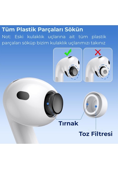 Airpods Pro 3 Uyumlu Toz Filtreli Premium Silikon Yedek Kulaklık Uçları Seti S/m/l