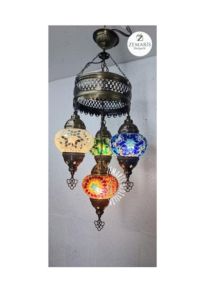 El Yapımı Otantik Mozaik Avize Çok Renkli - 807626339 Çok Renkli