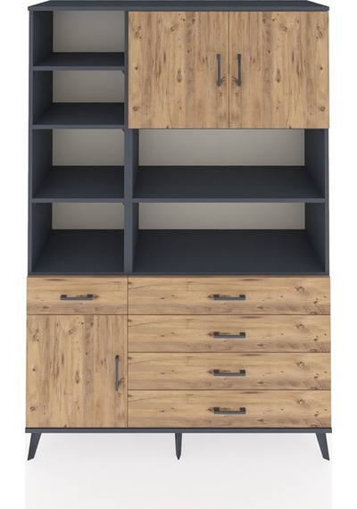 Hyperion Dolap 9 Raflı 5 Çekmeceli 3 Kapaklı 132x44x195 Antrasit-çam/çam Atlas Çam/atlas Çam Hyperion Dolap 9 Raflı 5 Çekmeceli 3 Kapaklı 132x44x195 Antrasit-çam/çam Atlas Çam/atlas Çam