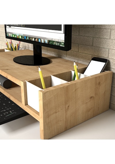 Emkawood Funny Safir Monitör Yükseltici Laptop Standı Beyaz - Meşe Emkawood Funny Safir Monitör Yükseltici Laptop Standı Beyaz - Meşe