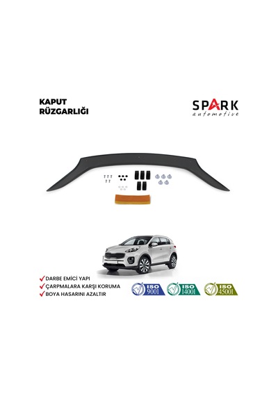 Kia Sportage 2016-2019 Yılları Arası Uyumlu Kaput Rüzgarlığı 4mm Siyah