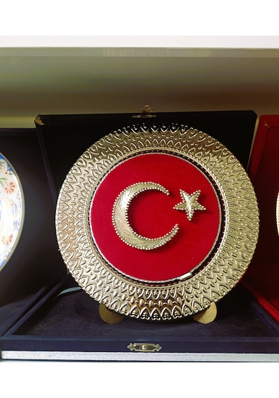 Ayyıldız Filografi İşlemeli Tabak Plaket Gümüş