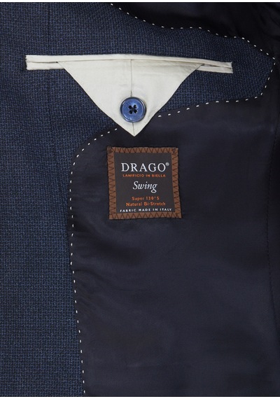 Ramsey Lacivert Desenli Zeroweight Slim Fit %100 Yün Takım Elbise