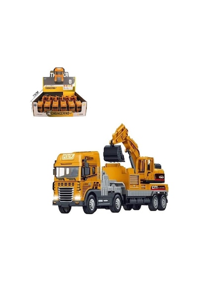 Metal Kasalı Işıklı-sesli Kamyon Taşıyıcılı Kepçe İle İnşaat Maceraları Başlasın