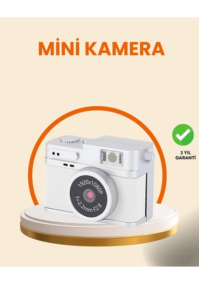 Mey İthalat Kompakt Mini Kamera Retro Tasarım 128gb Hafıza 1080p Video