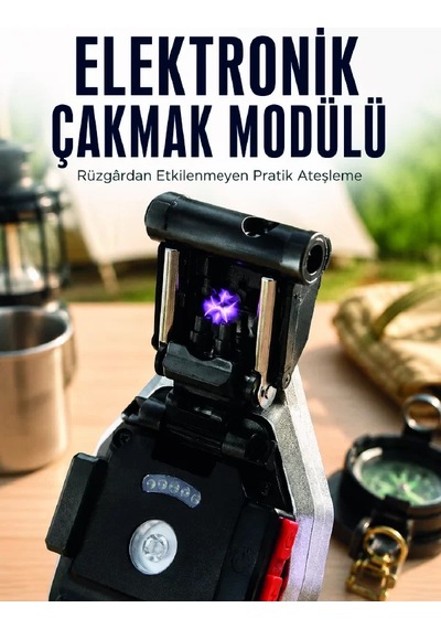 Şarjlı Çalışan El Feneri Elektronik Çakmak Emniyet Kemeri Kesici Ve Tornavida Uçlu Çr