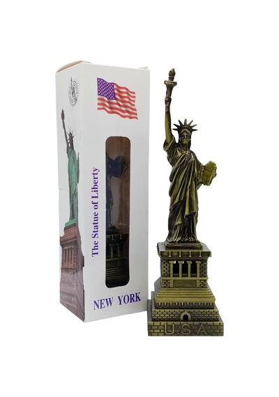 Vintage Metal Usa Özgürlük Heykeli Biblo Antik Bronz 18 Cm