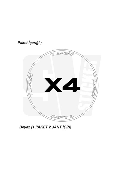Mondial Drift L 125 Motosiklet Jant Şeridi 32'li Set Sticker Etiket Modeli Beyaz