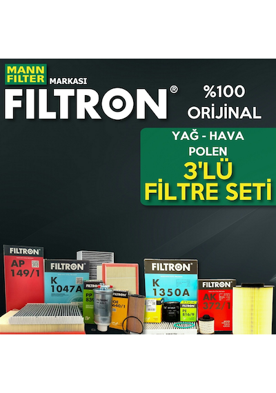 Toyota Corolla Uyumlu 1.6 Mann Filtron Filtre Bakım Seti 2003-2007 (495302789)