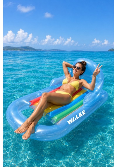 Walke Aqua Lounge Mavi Şişme Deniz Yatağı Sırt Destekli Havuz Ve Deniz Şezlongu 13102 Mavi