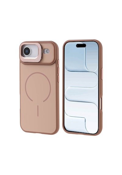 Zore İphone 17 Air Kılıf M-safe Şarj Özellikli Kamera Standlı Ogaa Notron Kapak - Gold Altın