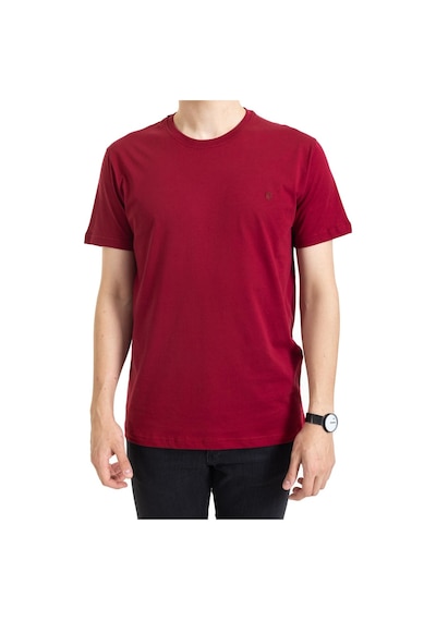 Erkek Yuvarlak Yaka %100 Pamuklu Yüksek Kalite Regular Kalıp Düz Basic T-shirt 212 - Bordo