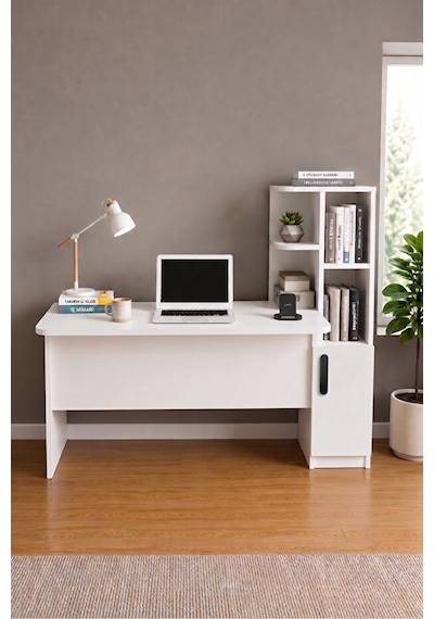Ders Çalışma Masası Kavisli Kitaplıklı 120 Cm Çalışma Masası Öğrenci Masası Ofis Çalışma Masası Beyaz Ders Çalışma Masası Kavisli Kitaplıklı 120 Cm Çalışma Masası Öğrenci Masası Ofis Çalışma Masası Beyaz