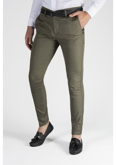 Terapi Men Erkek Haki Slim Fit Düz Model İtalyan Kesim Keten Pantolon Haki