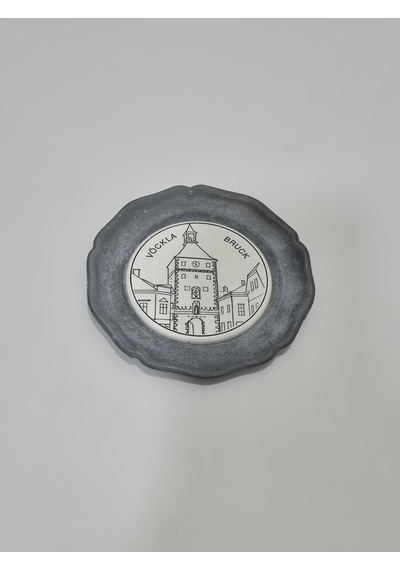 Vintage Zınn Çerçeveli Dekoratif Vöcklabruck Temalı Duvar Tabağı 10cm 001