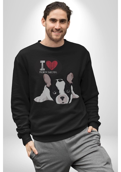 Seni Seviyorum Bulldog Unisex Siyah Baskılı Sweatshirt Siyah