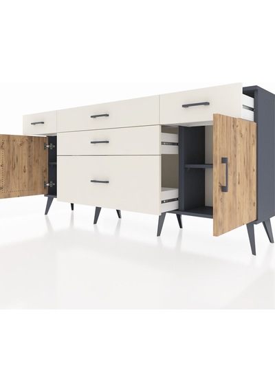 Arges Konsol 2 Raflı 5 Çekmeceli 2 Kapaklı 176x30x83 Antrasit-çam/aytaşı Çam/aytaşı Arges Konsol 2 Raflı 5 Çekmeceli 2 Kapaklı 176x30x83 Antrasit-çam/aytaşı Çam/aytaşı