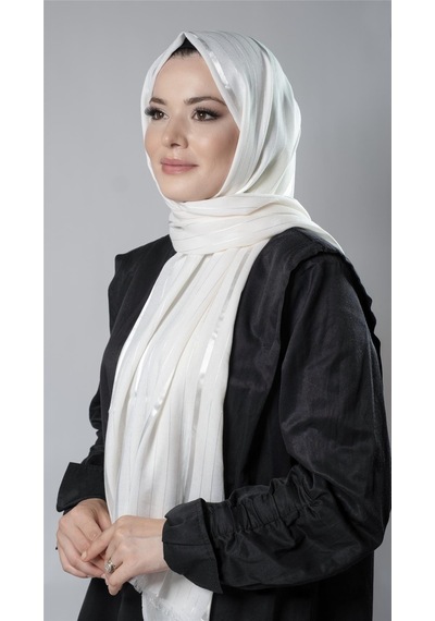 Hürrem Bone Krem Çizgili Şal Viskon Kumaş Bursa Dolama 202110 40 Krem