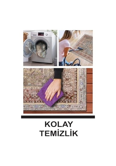 Desenli Şönil Pamuk Tabanlı Yıkanabilir Kaymaz Antibakteriyel Salon Halısı 80x300 Çok Renkli