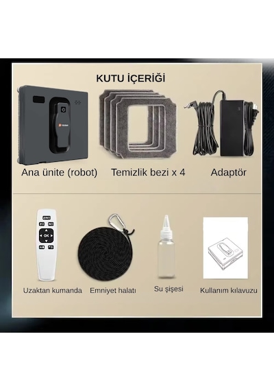 Sz4-21 Pureview Cam Silme Robotu Kumandalı Çift Yönlü Su Püskürtme Açık Gri