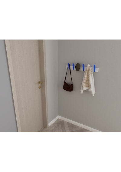 Hepsi3boyutlu Modern Duvar & Kapı Kanca Askılık - 6 Adet Mavi Kanca Askılık - Model No : 4 Mavi