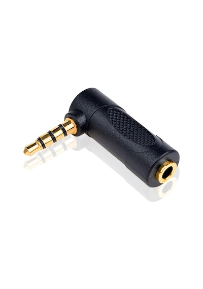 90 Derece Açılı 3.5 MM 4 Kutuplu Erkek-Dişi Ses Uzatma Adaptörü