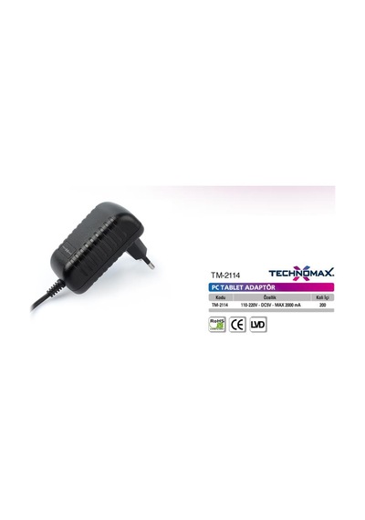 Technomax 12 Volt 2 Amper Çokamaçlı Adaptör Güçkaynağı-Tm2103