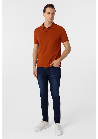 Süvari Kiremit Slim Fit Düz Polo Yaka Tişört KIREMIT