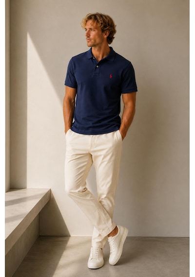 Alexandergardi Polo Yaka Düğme Detaylı T-shirt Lacivert - Kırmızı
