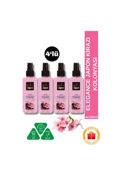 Japon Kirazı Çiçeği Kolonyası 4'lü Sprey Set Cep Boy - 4x150 Ml