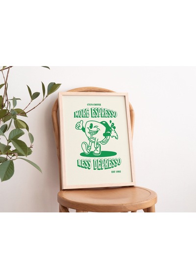 Retro Kahve Duvarı, Daha Fazla Espresso Kahvesi, Duvar Dekoru, Yeşil Sanat