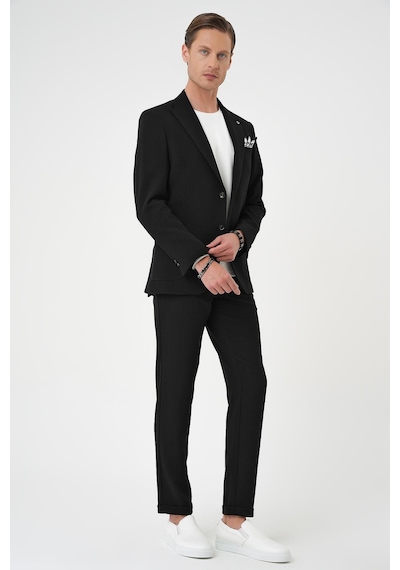 Efor Slim Fit Kırlangıç Yaka Torba Cep Çift Yırtmaç Casual Siyah Ceket C 700 Siyah