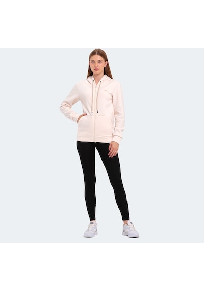 Slazenger KATYA Kadın Fermuarlı Kapüşonlu Cepli Ekru Sweatshirt