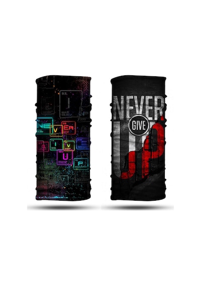 Dair Never Give Up Desenli 2'li Set Boyunluk Bandana Outdoor Balaklava Yüz Maskesi Kafa Bandı
