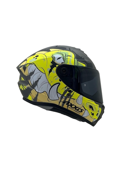 Draken S Trooper D3 Mat Fluor Yellow Desenli Motosiklet Kaskı Çift Vizörlü Trooper Mat Fluoer Yellow