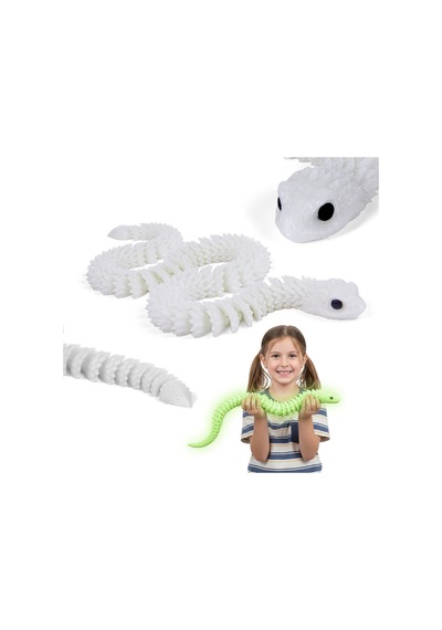 67 Cm Büyük Boy Fosforlu Eklemli Yılan Oyuncak Karanlıkta Parlayan Hareketli 3d Baskı Figür