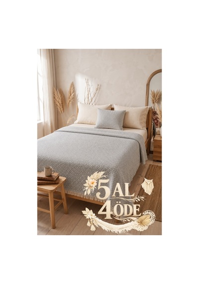 Dokuma Pike Çiftkişilik 200x220 Çok Amaçlı Bohem Yatak Örtüsü Gri