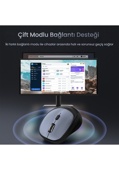 Veggieg VG-G880 Dual-mode Bluetooth 5.3 Ve 2.4ghz 3600dpı Optik Kablosuz Mouse Gri