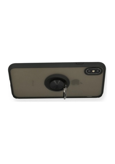 Apple  Uyumlu  iPhone Xs Max Kılıf Montreal Yüzüklü Silikon Kapak Siyah