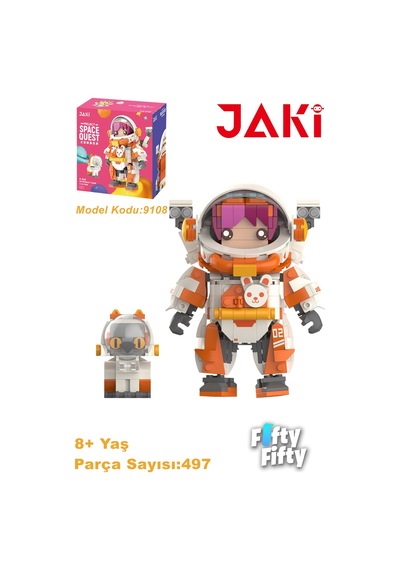 Jaki Space Quest Serisi Turuncu Astronot-jk9108 497 Parça Oyuncak Yapım Seti