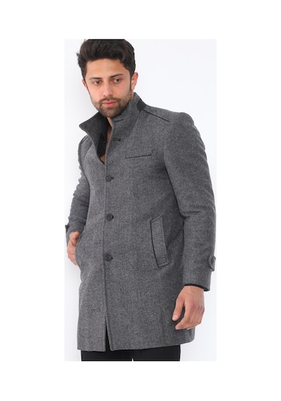 Plt8391 Dewberry Erkek Palto-desenli Gri