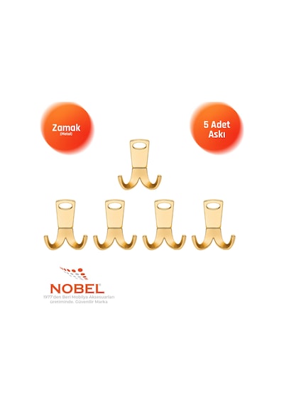 Seylan Askı, Metal Vestiyer Askısı, Altin, Duvar Ve Dolap Askılığı 5'li Set Vidalı Altın