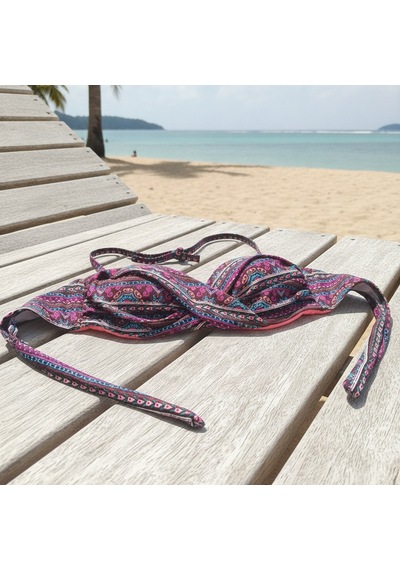 Bonbon Kadın Plaj Giyim Desenli Bikini Üst Bb2571 Siyah